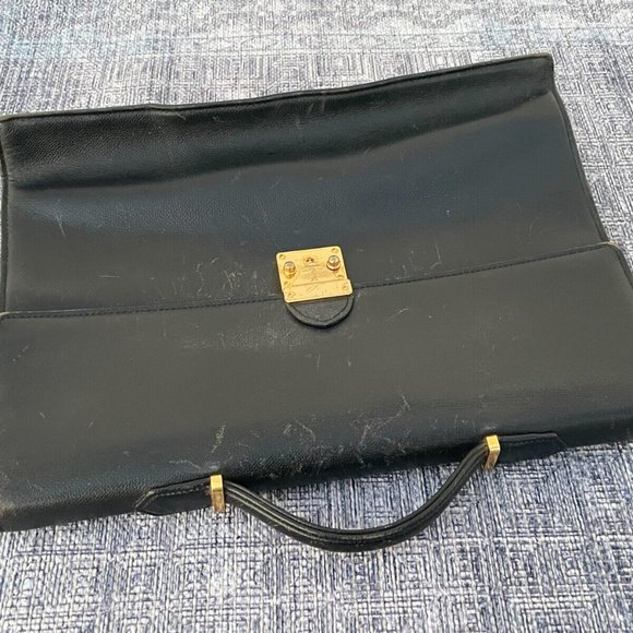 Auth YVES SAINT LAURENT Bag Business Document Bag 2 way Clutch Bag Black Leather - Picture 9 of 13